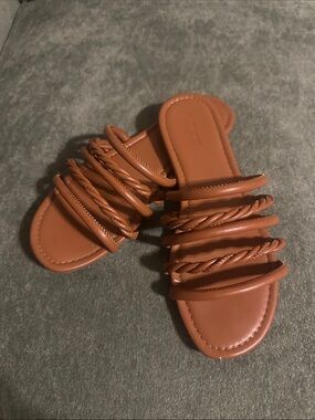 Women’s Braided Strap Slide Sandals - Tan